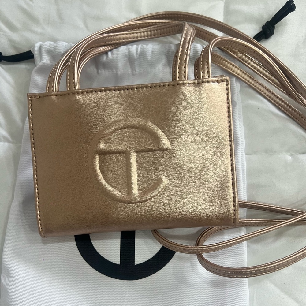 New Gold Small Telfar Shopping Bag